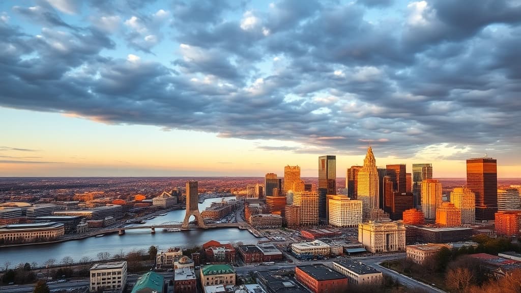 Baltimore skyline at golden hour
